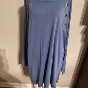 Chico’s Blue Long Sleeve Shirt with Gold Accents - Size 4